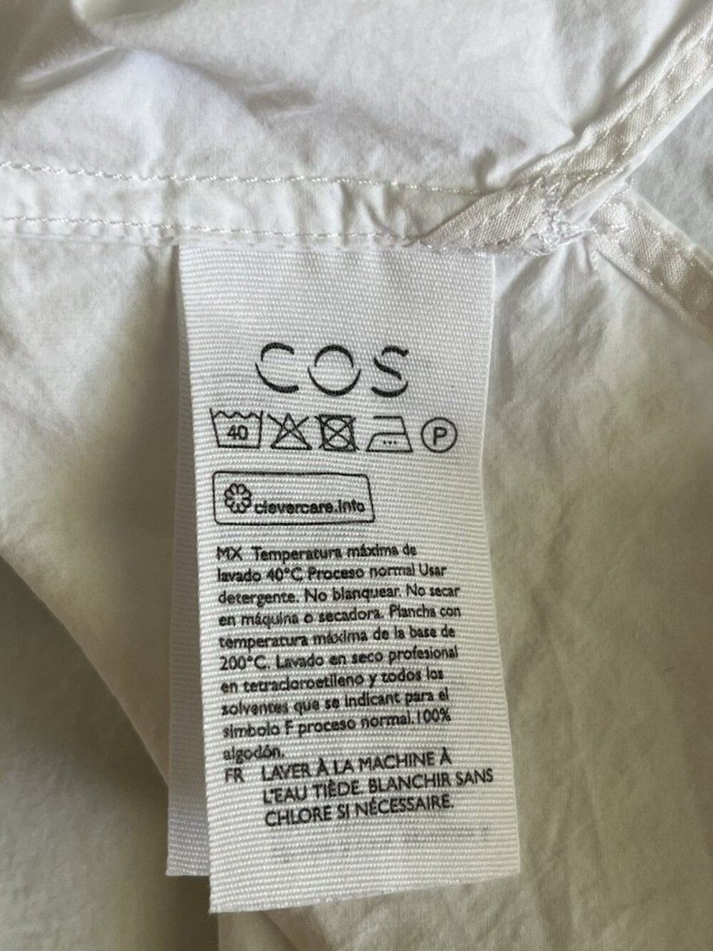 COS Women’s Shirt Dress Minimalist Lagenlook White Cotton Relaxed Size 12 Summer - Picture 11 of 13